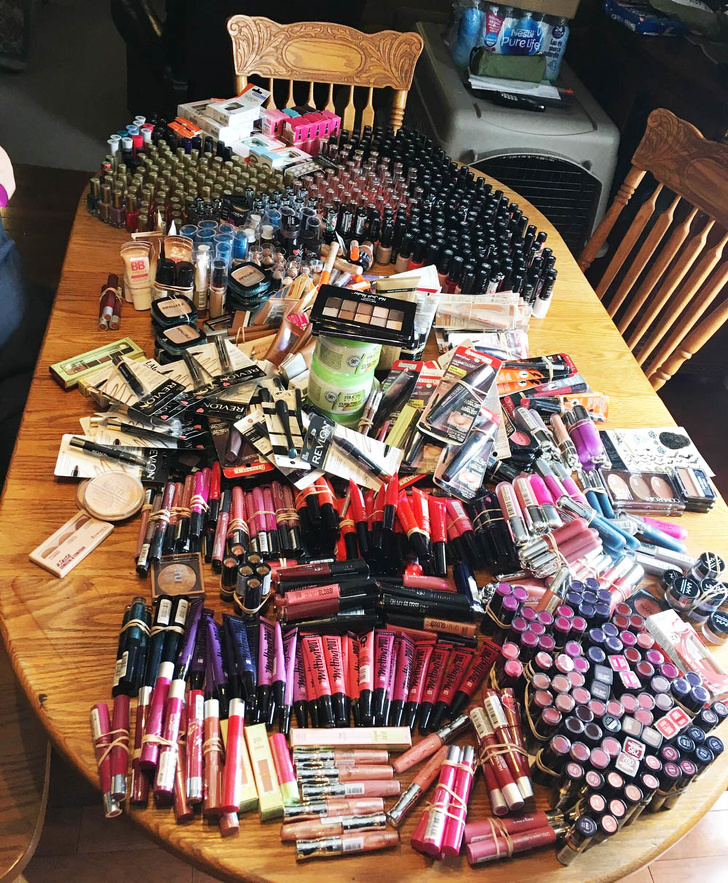 All this unopened makeup found in a dumpster.