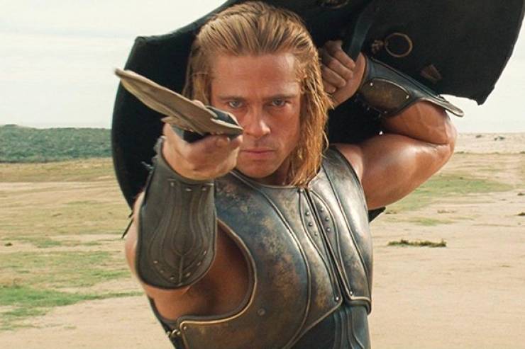 Brad Pitt – Troy. He ruptured his Achilles during a combat sequence.