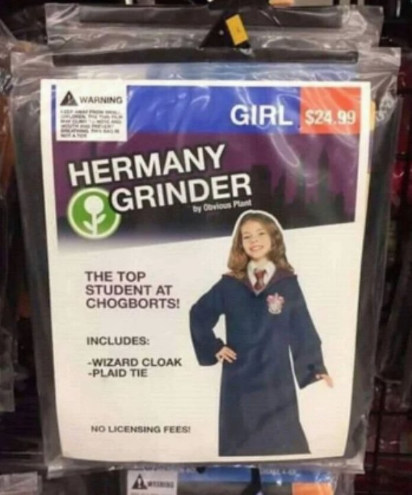 hermany grinder - Warning Girl $24.99 $24.99 Hermany Grinder The Top Student At Chogborts! Includes Wizard Cloak Plaid Tie No Licensing Fees!