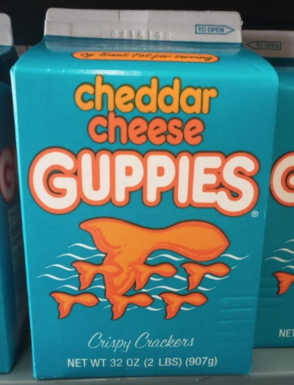 knock off brands - 00 To Open To Open cheddar Cheese Guppies Net Crispy Crackers Net Wt 32 Oz 2 Lbs 907g