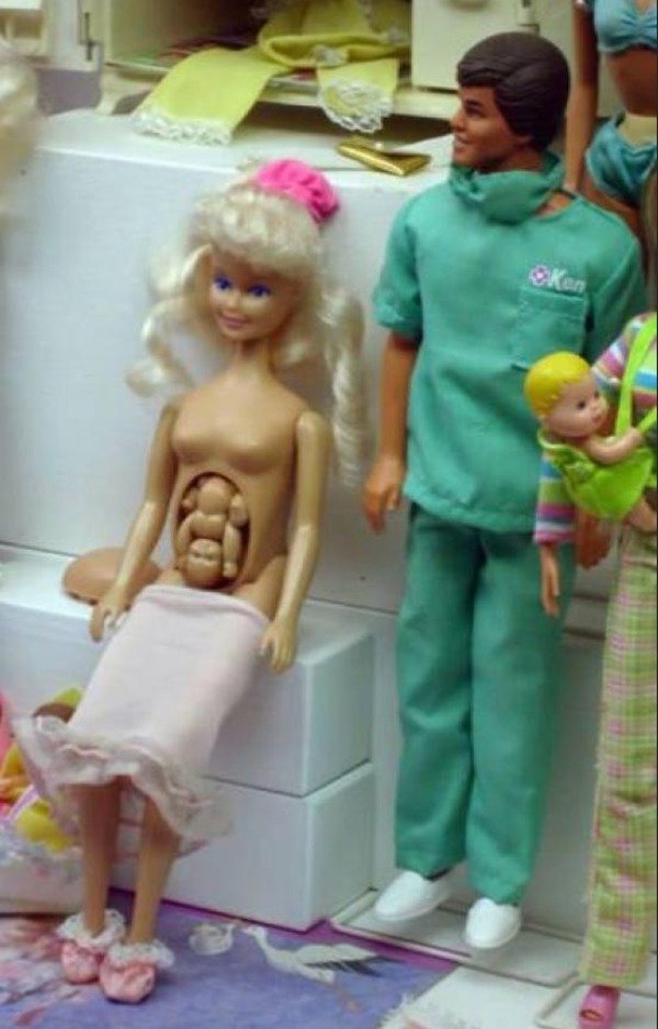 cursed images - pregnant barbie doll