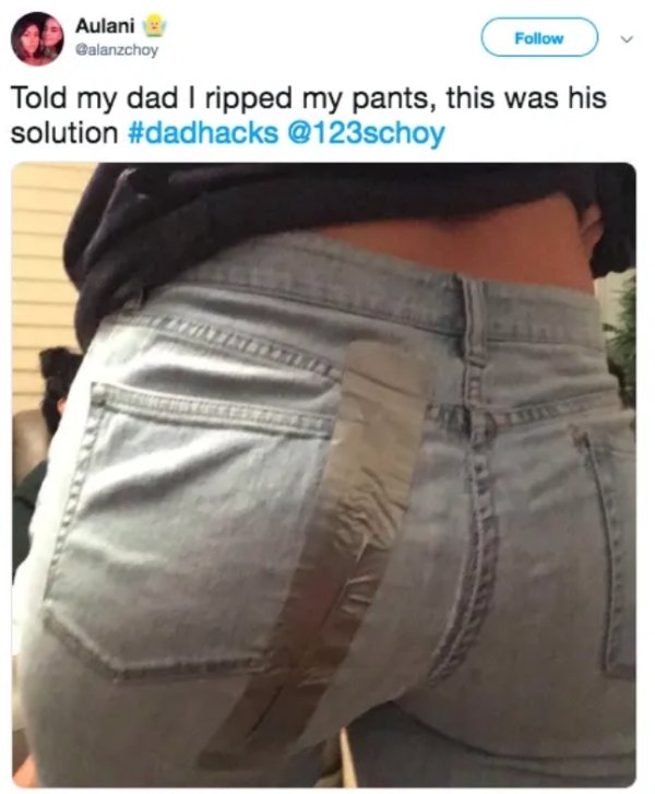 jeans - Aulani Told my dad I ripped my pants, this was his solution