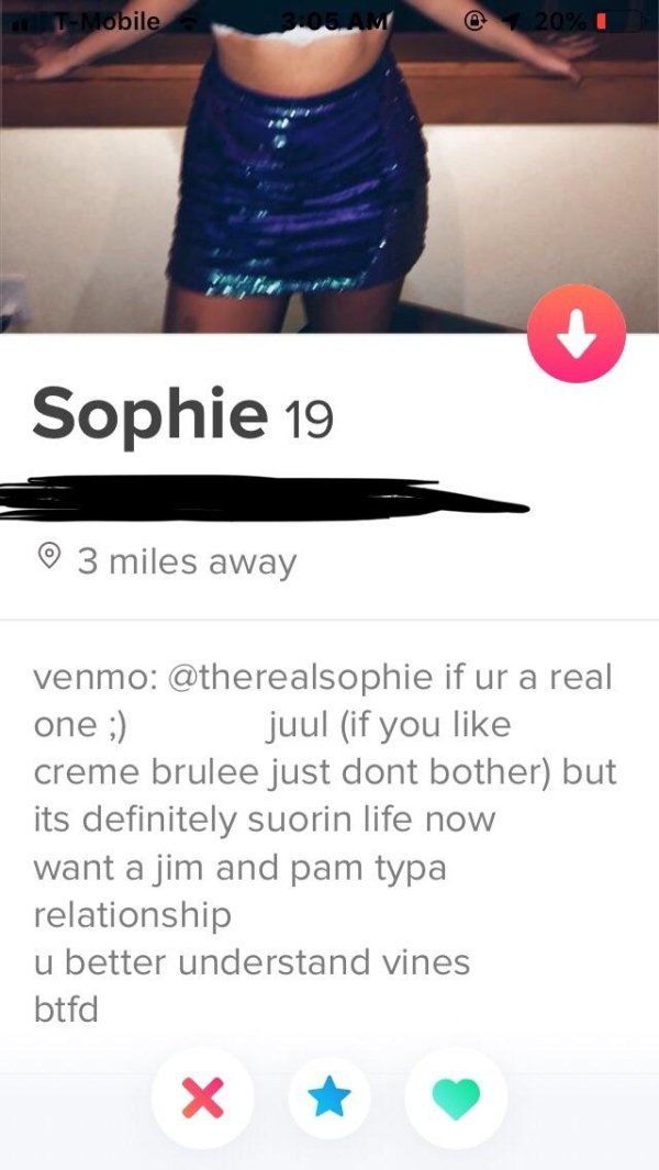 tinder - shoulder - TMobile 20% Sophie 19 3 miles away venmo if ur a real one ; juul if you creme brulee just dont bother but its definitely suorin life now want a jim and pam typa relationship u better understand vines btfd X