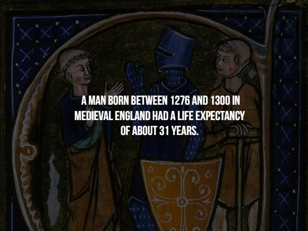 Middle Ages - A Man Born Between 1276 And 1300 In Medieval England Had A Life Expectancy Of About 31 Years.