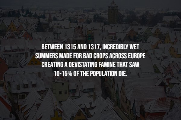 go-betweens - Between 1315 And 1317, Incredibly Wet Summers Made For Bad Crops Across Europe Creating A Devistating Famine That Saw 1015% Of The Population Die.
