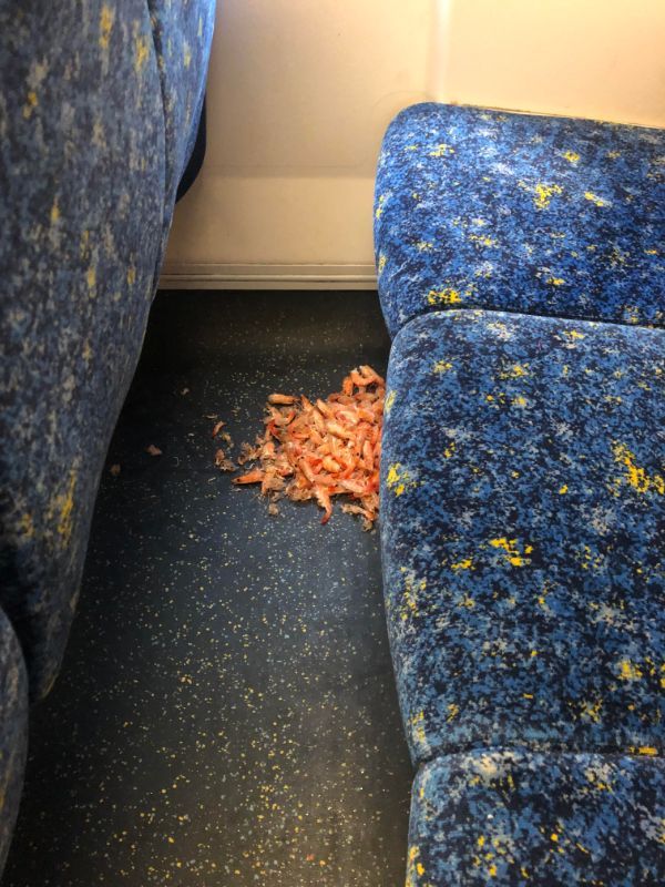trashy people memes - of a food left under a seat