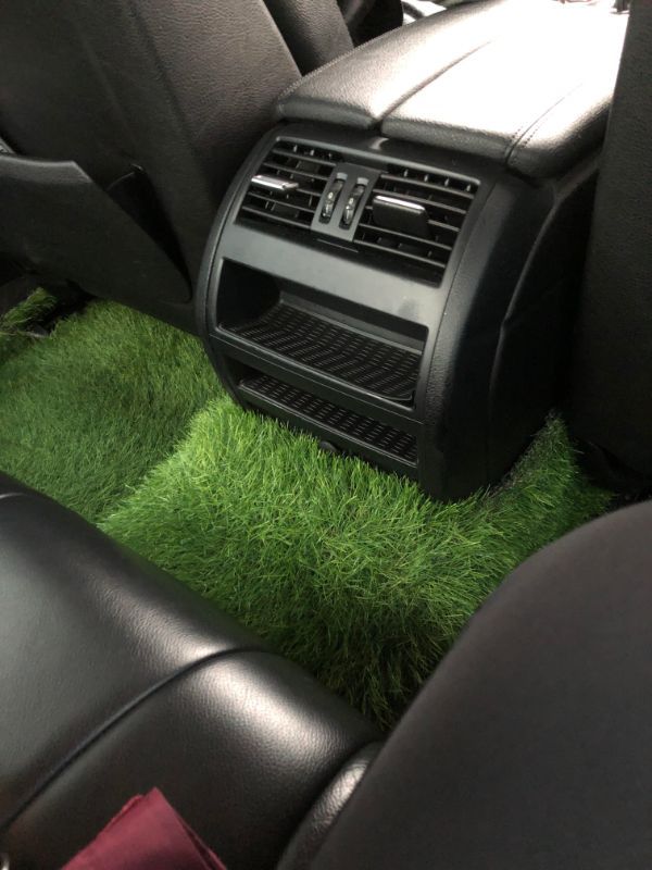 Grass flooring in a car.