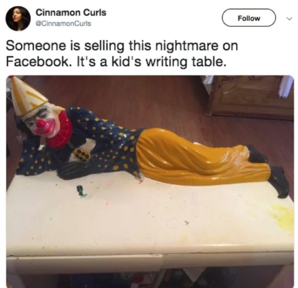 shoe - Cinnamon Curls Cinnamon Curls Someone is selling this nightmare on Facebook. It's a kid's writing table.