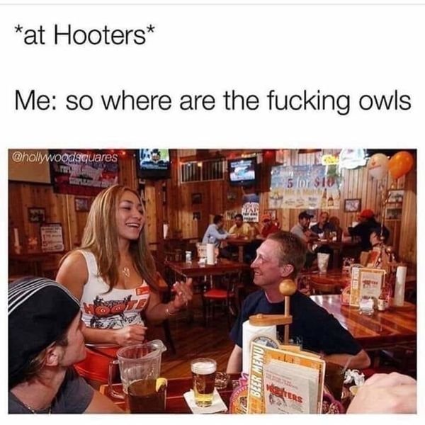 Hooters - at Hooters Me so where are the fucking owls 2 Beer Menu