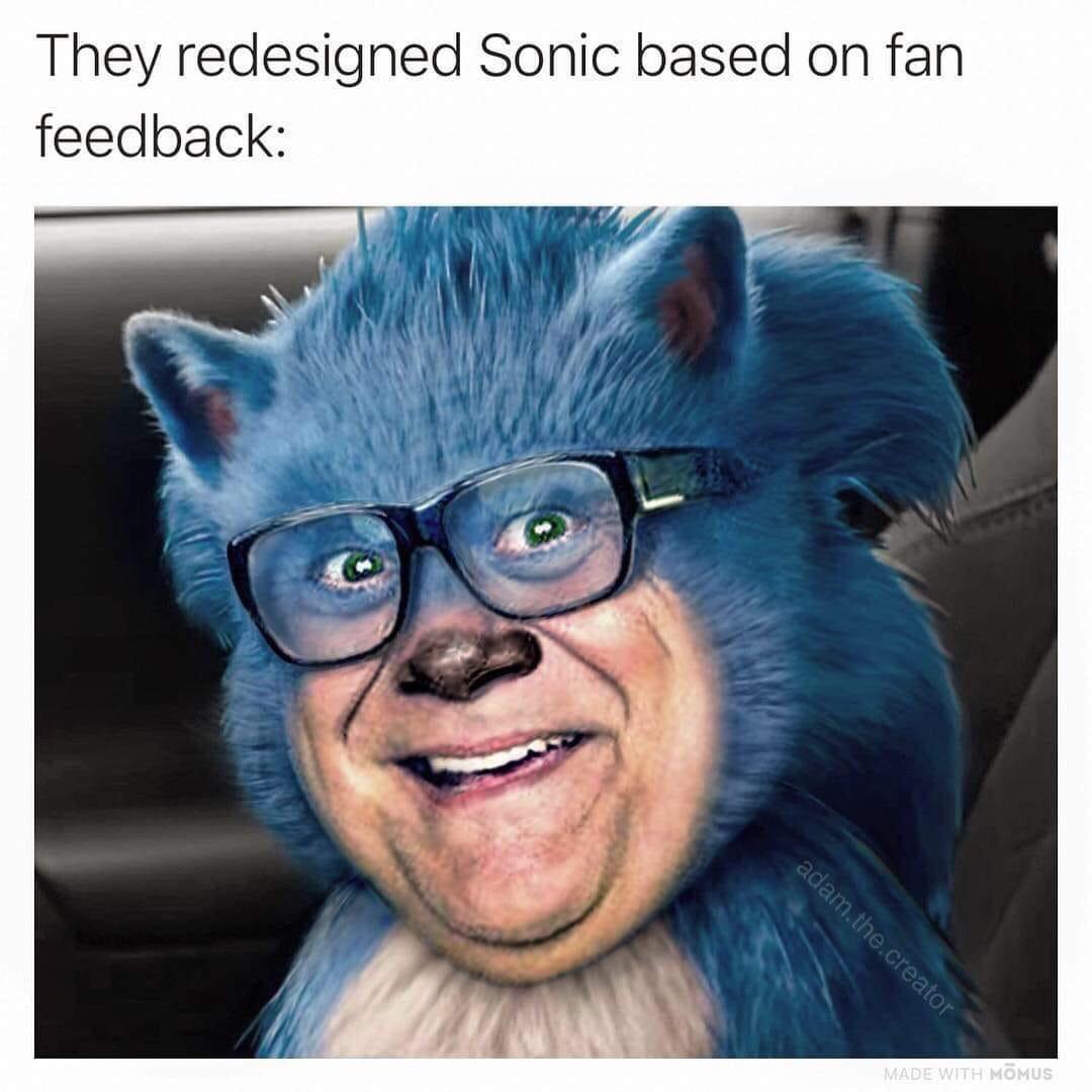 dank meme of Sonic the Hedgehog - They redesigned Sonic based on fan feedback adam.the.creator Made With Mmus