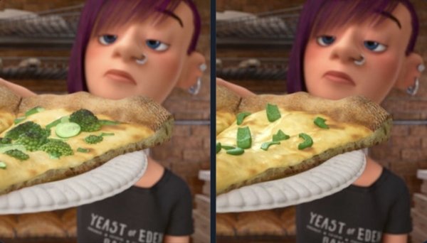 Inside Out - The pizza toppings were changed from broccoli to bell peppers in Japan because kids in Japan don't like bell peppers.