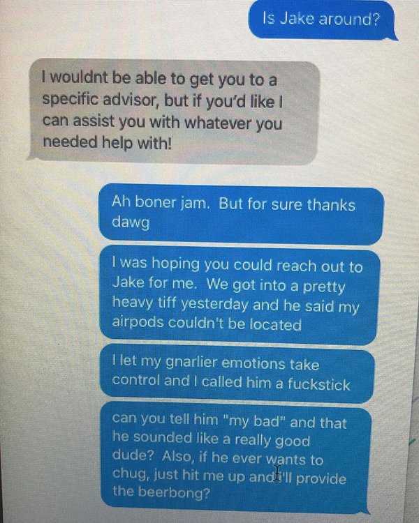 Dude bro makes wacky apology with apple support.