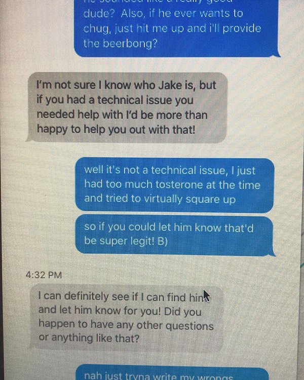 Dude bro makes wacky apology with apple support.