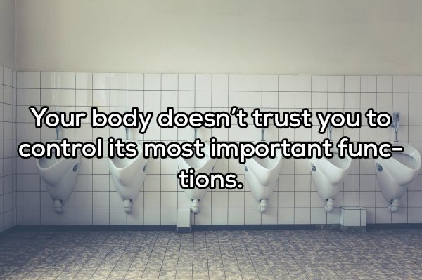 shower thought about biocombustible - Your body doesn't trust you to control its most important func tions.