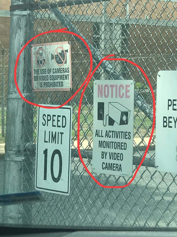 signage - The Use Of Cameras Or Video Equipment Is Prohibited Speed All Activities Monitored By Video Camera