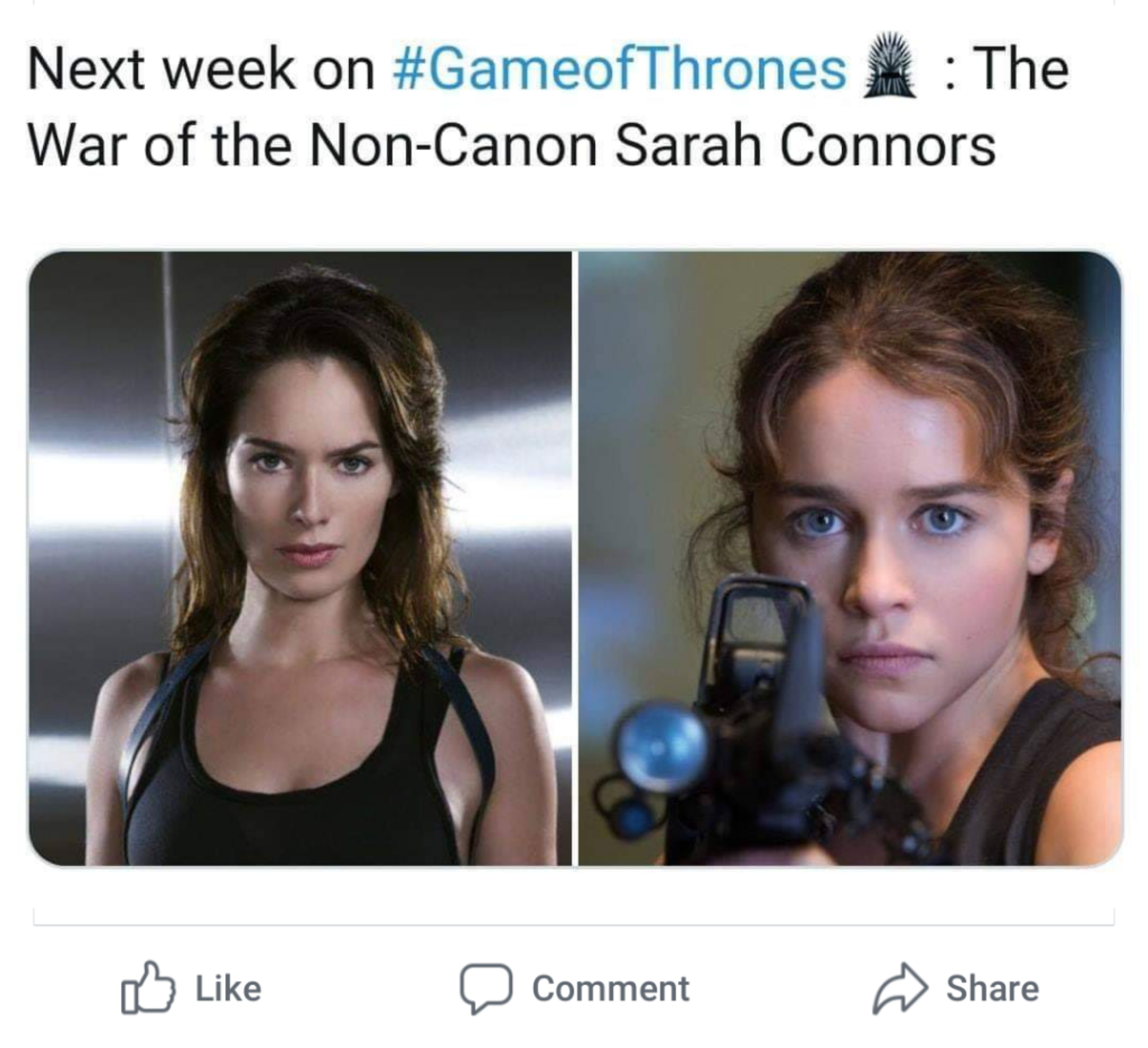 Next week on The War of the NonCanon Sarah Connors D Comment