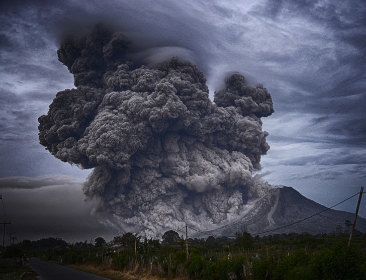 Volcanic ash clouds.