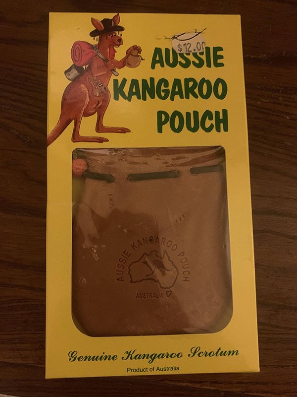 cursed images - poster - Aussie Kangaroo Pouch Saro Siss Pouch Australia D Genuine Kangaroo Scrotum Product of Australia