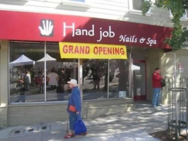 wtf funny business names - N Hand job Nails & Spa Grand Opening