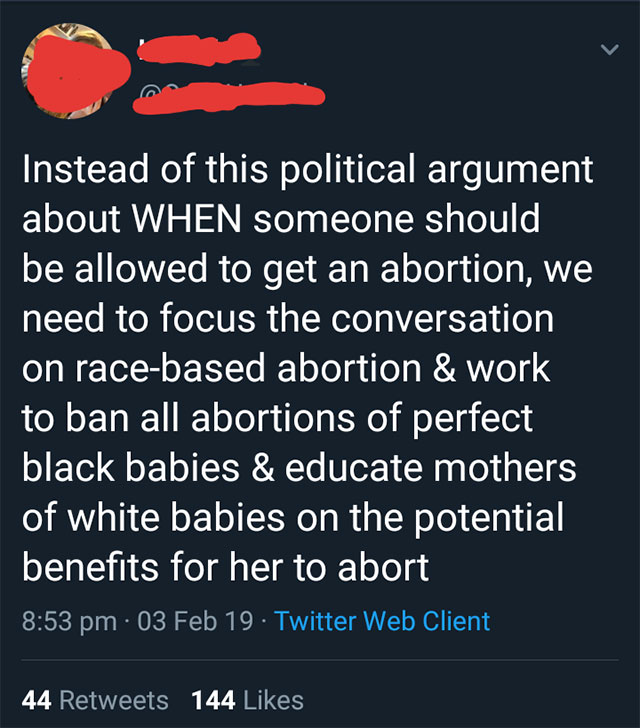 quotes - Instead of this political argument about When someone should be allowed to get an abortion, we need to focus the conversation on racebased abortion & work to ban all abortions of perfect black babies & educate mothers of white babies on the poten