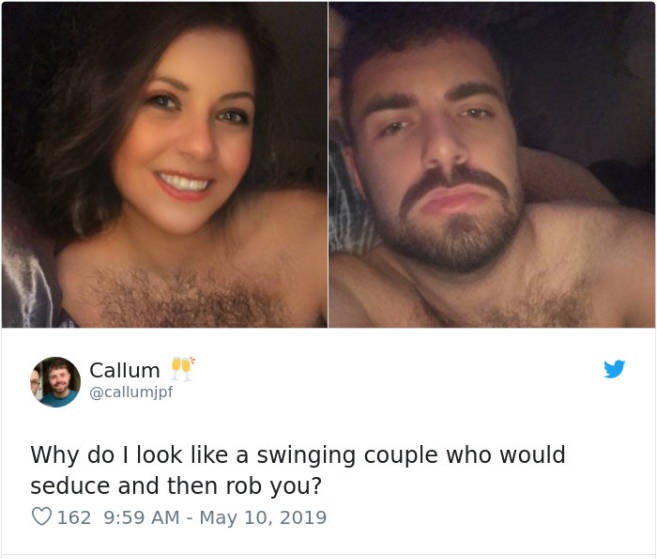 selfie - Callum Why do I look a swinging couple who would seduce and then rob you? 162