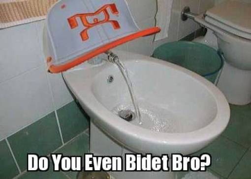 A woman was using a bidet as a sink.