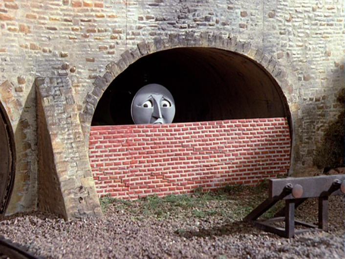 A 1984 episode of Thomas the Tank Engine had the workers brick Henry into a tunnel after he refused to go out in the rain.
