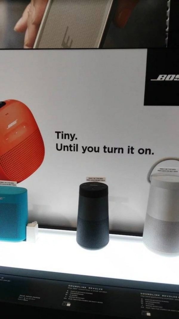 bose tiny until you turn - Bos Tiny. Until you turn it on.