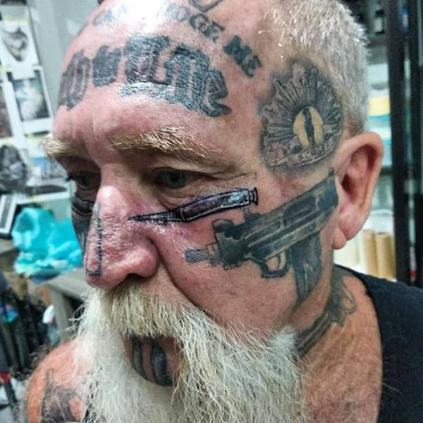 inner freak - old man face tattoo