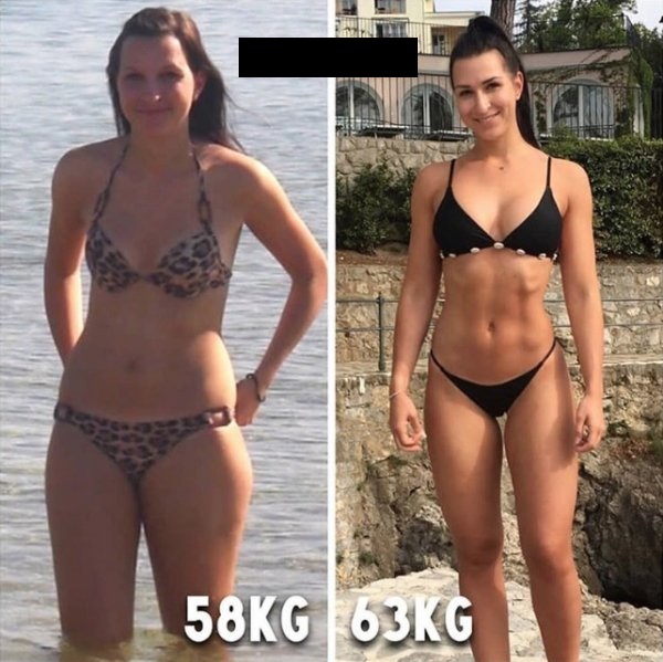 weight loss slimming down before and after - 58KG 63KG