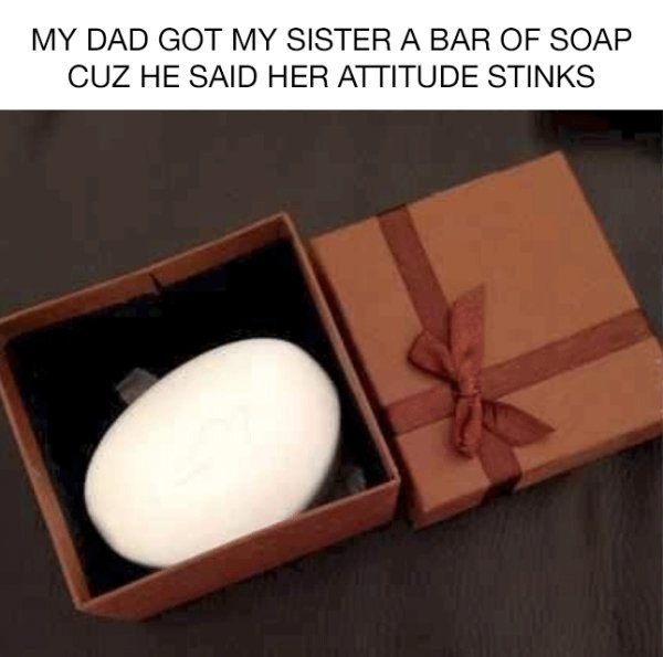 box - My Dad Got My Sister A Bar Of Soap Cuz He Said Her Attitude Stinks