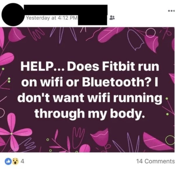 petal - Yesterday at Help... Does Fitbit run on wifi or Bluetooth? I don't want wifi running. through my body. 1 00 14