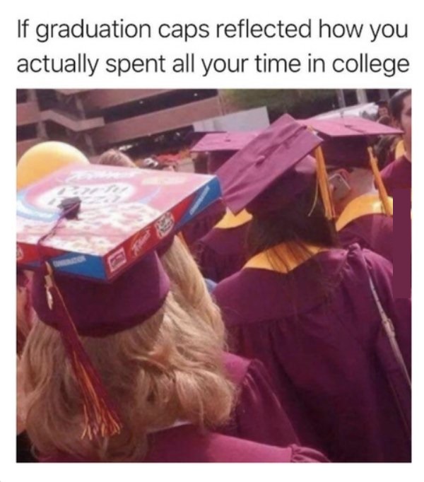 graduation memes - If graduation caps reflected how you actually spent all your time in college