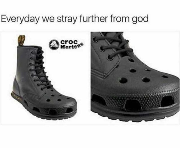 croc martens - Everyday we stray further from god croc Martens