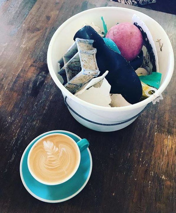 You can exchange a bucket of beach plastic for a cup of coffee at this Australian cafe.