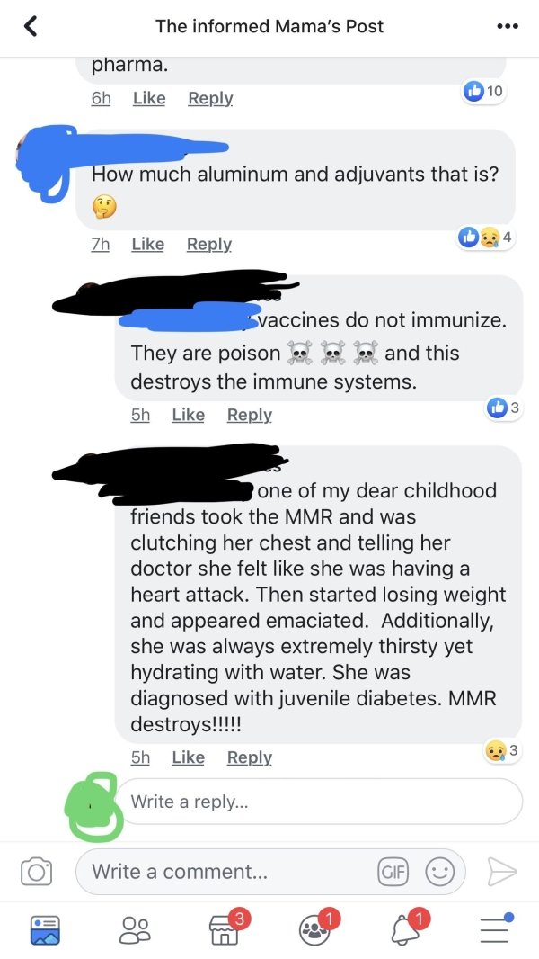 web page - The informed Mama's Post pharma. 6h How much aluminum and adjuvants that is? 7h . 0% Svaccines do not immunize. They are poison .. . and this destroys the immune systems. 5h 3 one of my dear childhood friends took the Mmr and was clutching her 