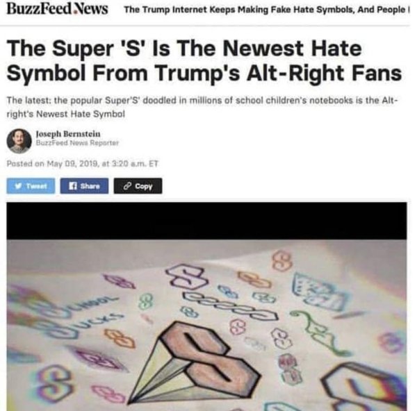 therapist notes meme - BuzzFeed News The Trump Internet Keeps Making Fake Hate Symbols, And People The Super 'S' Is The Newest Hate Symbol From Trump's AltRight Fans The latest the popular Super's' doodled in millions of school children's notebooks is the