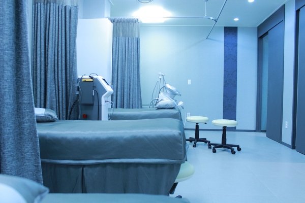 blue hospital room