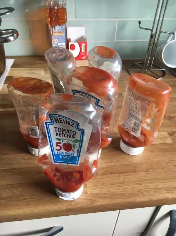 upside down ketchup bottle - Heinz Tomato Ketchup Less Sugar & Salt