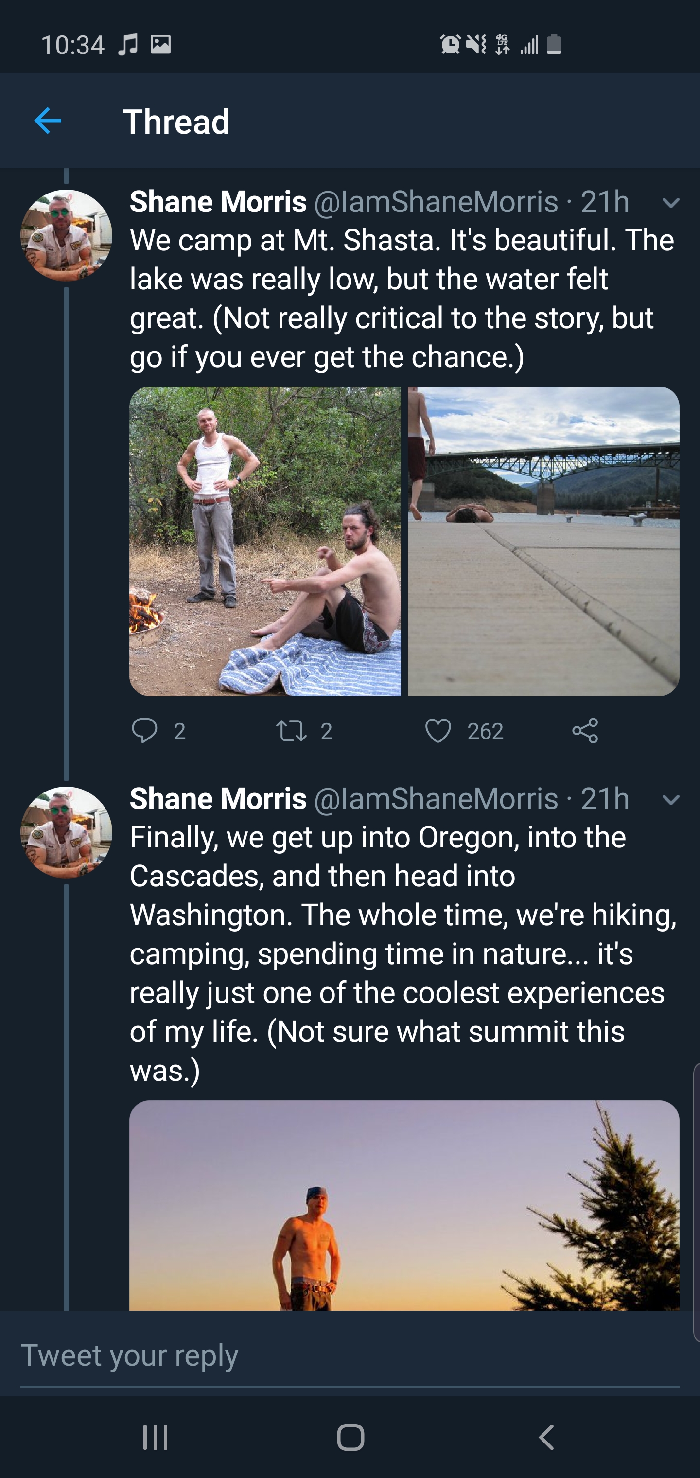 sky - Je On Thread Shane Morris 21h We camp at Mt. Shasta, It's beautiful. The lake was really low, but the water felt great. Not really critical to the story, but go if you ever get the chance. 112 262 Shane Morris 21h Finally, we get up into Oregon, int