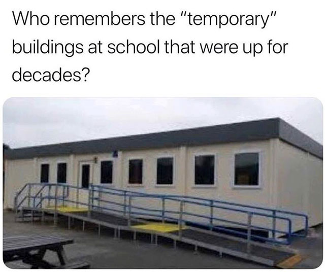 temporary school buildings - Who remembers the "temporary" buildings at school that were up for decades?