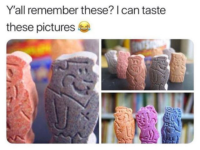 flintstones vitamins meme - Y'all remember these? I can taste these pictures