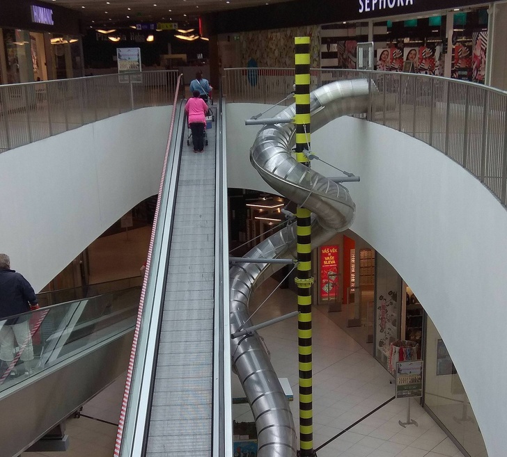 A slide in a shopping mall.