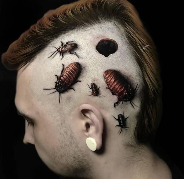 realistic cockroach tattoo