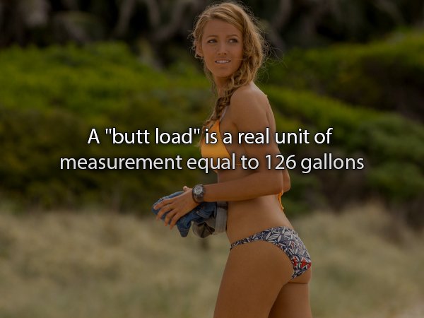 blake lively the shallows - A "butt load" is a real unit of measurement equal to 126 gallons