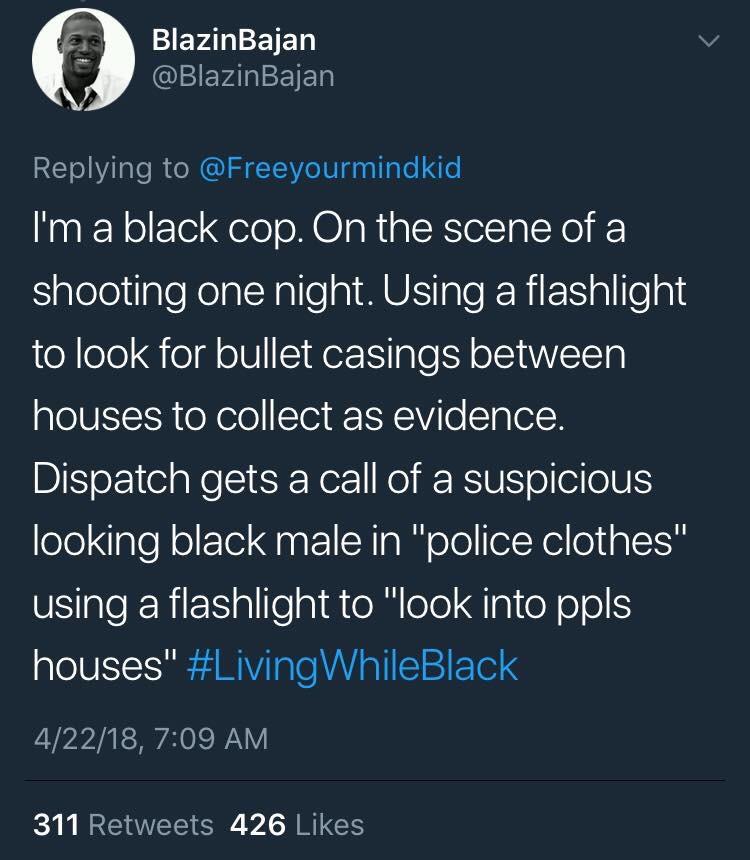 black twitter - new years day taylor swift - BlazinBajan I'm a black cop. On the scene of a shooting one night. Using a flashlight to look for bullet casings between houses to collect as evidence. Dispatch gets a call of a suspicious looking black male in