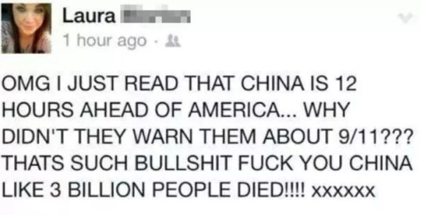 mind blowing thoughts in spanish - Laura 1 hour ago Omg I Just Read That China Is 12 Hours Ahead Of America... Why Didn'T They Warn Them About 911??? Thats Such Bullshit Fuck You China 3 Billion People Died!!!! Xxxxxx