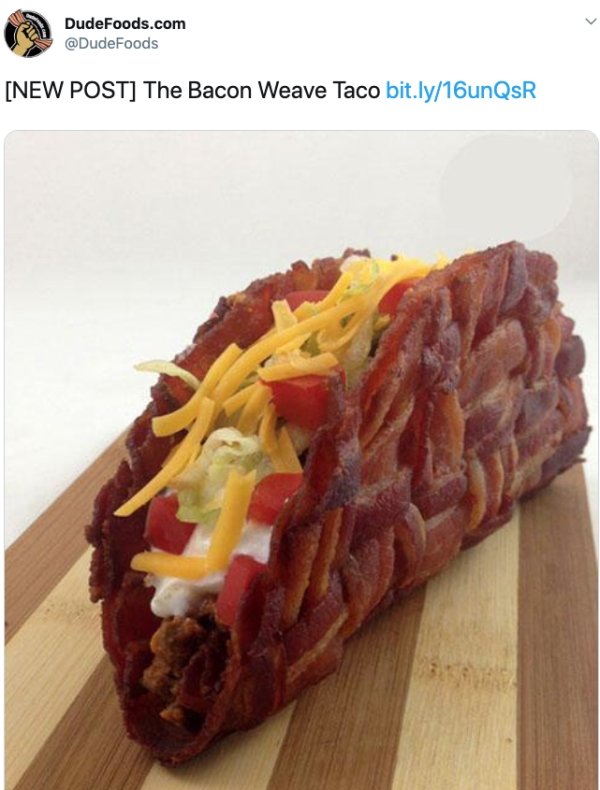 bacon taco shell - DudeFoods.com Foods New Post The Bacon Weave Taco bit.ly16unQsR