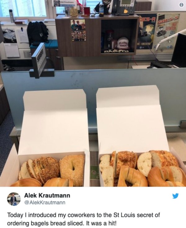 st louis bagels - Alek Krautmann Today I introduced my coworkers to the St Louis secret of ordering bagels bread sliced. It was a hit!