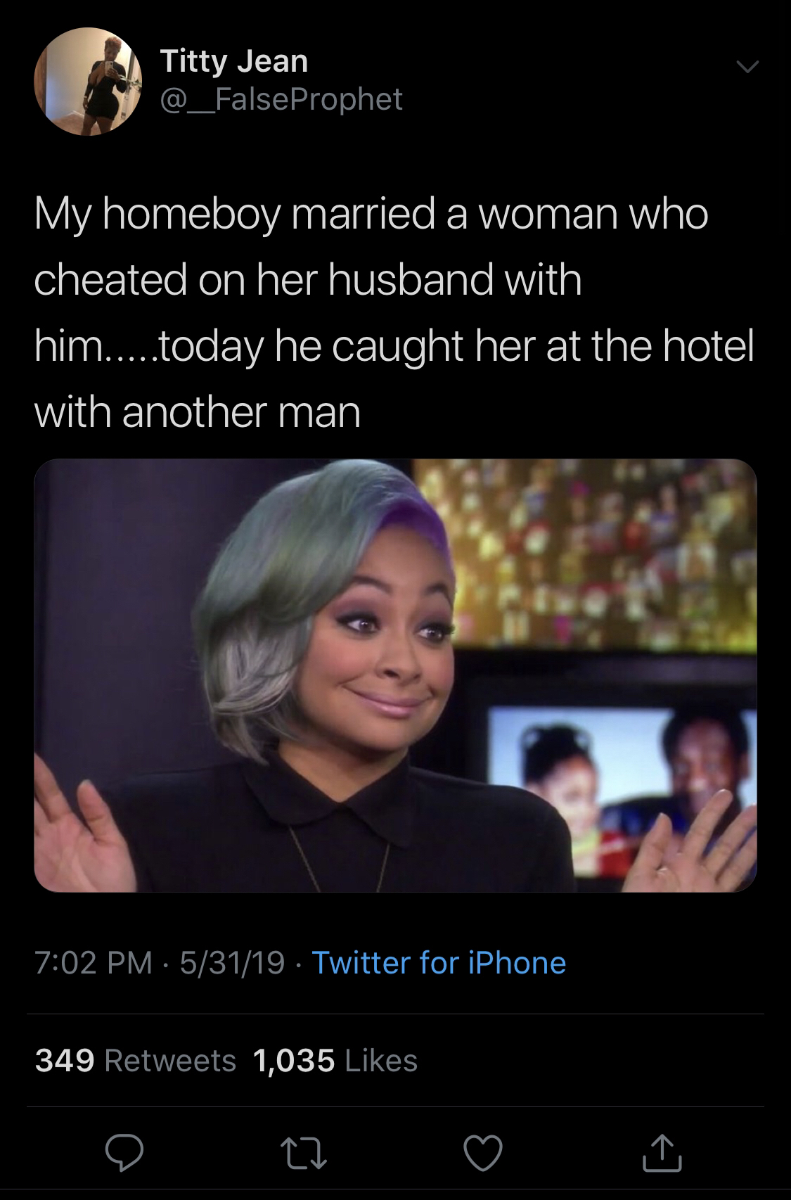 raven symone im an american - Titty Jean Prophet My homeboy married a woman who cheated on her husband with him.....today he caught her at the hotel with another man 53119 . Twitter for iPhone 349 1,035